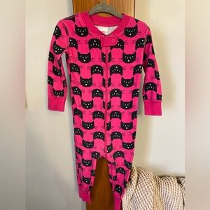 Hanna Anderson Pink with Black Cat Pajamas 18-24 months